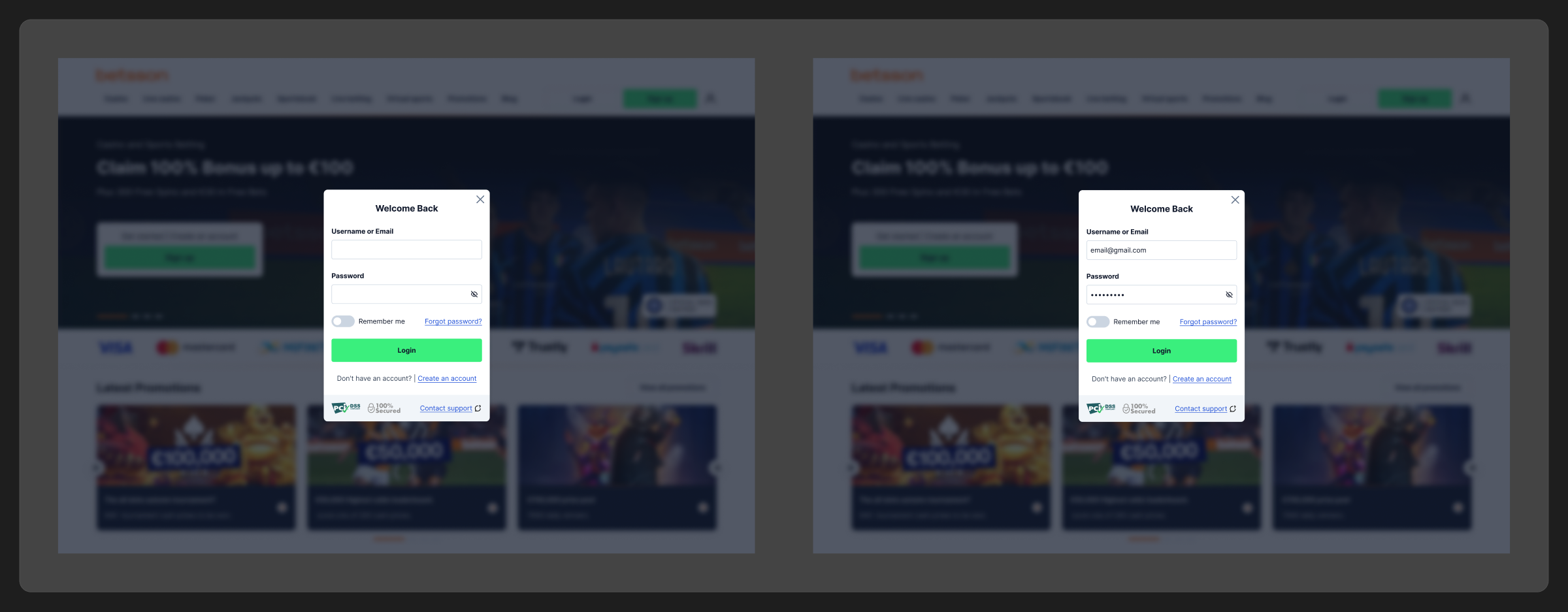 Betsson Casino — key decision visual