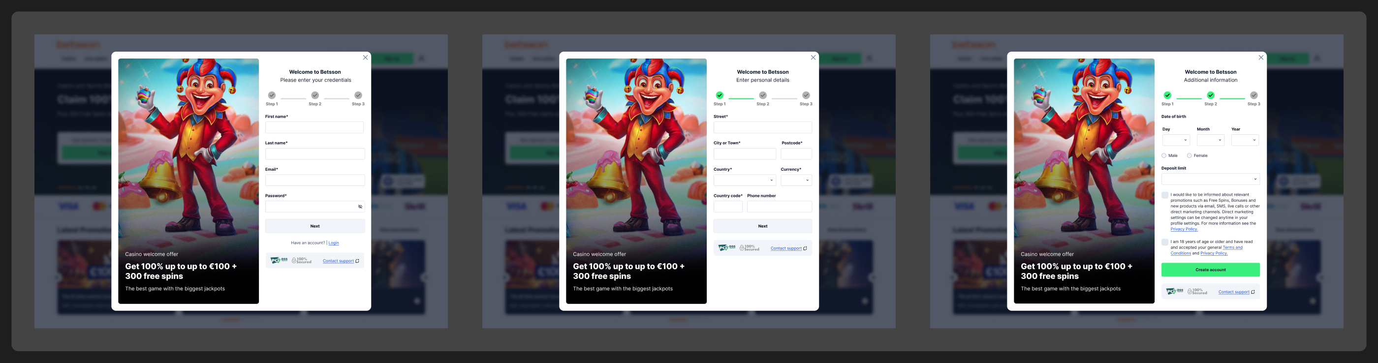 Betsson Casino — process visual