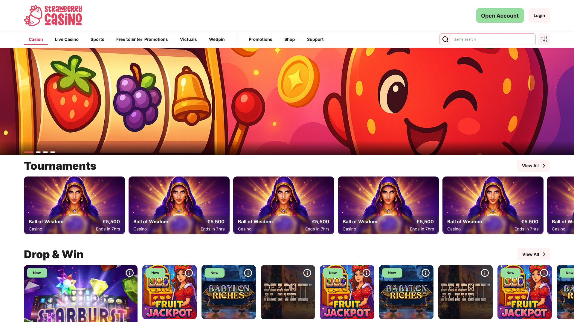 ComeOn Casino — hero showcase
